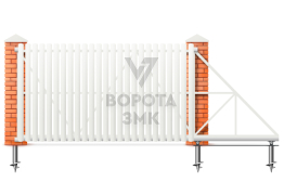 Ворота откатные 2200×3500 из евроштакетника шахматка ЗМК-7728